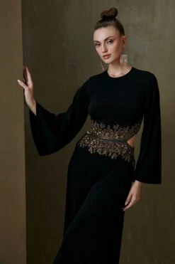 Namrata Joshipura Black Floral Embroidered Jumpsuit -Inca Sales Store 2411nj18 5