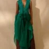 Richa Khemka Emerald Green Ruffle Cape & Brown Jumpsuit -Inca Sales Store 2411rk06 1