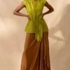 Richa Khemka Lime Green Cape & A Draped Skirt -Inca Sales Store 2411rk09 1