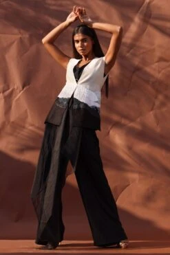 Richa Khemka Black Rafia Gilet Set