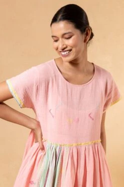 Injiri Pink Handcrafted Kala Cotton Dress -Inca Sales Store 24323ijr3 4