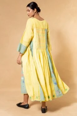 Injiri Yellow & Mint Green Handwoven Jamdani Dress 11 Injiri Yellow & Mint Green Handwoven Jamdani Dress -Inca Sales Store 24323ijr4 5