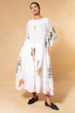 Injiri White Block Printed Floral Dress