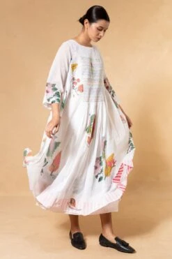 Injiri White Block Printed Floral Dress -Inca Sales Store 24323ijr8 4