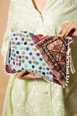 Vipul Shah White Embellished Vintage Banjara Clutch -Inca Sales Store 24323vs9 4