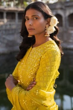 Archana Jaju Mirror Work Mustard Sharara Set -Inca Sales Store 243aj4 3