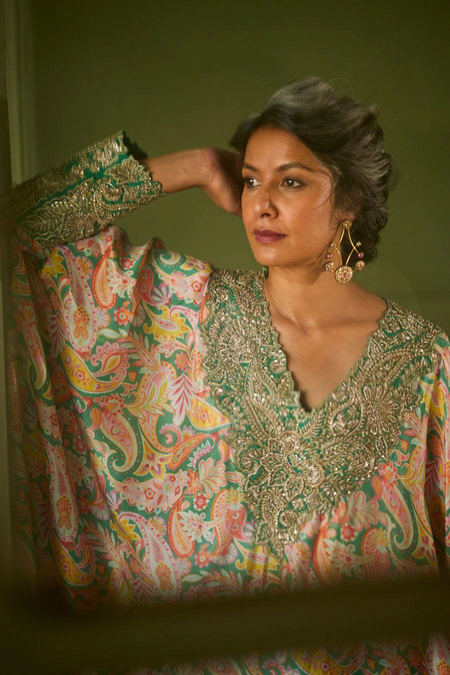 Mrunalini Rao Reva Cuff Kaftan Set 7 Mrunalini Rao Reva Cuff Kaftan Set - Image 5