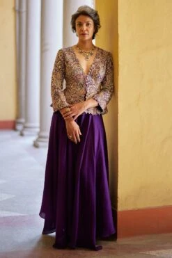 Mrunalini Rao Purple Alka Jacket Set