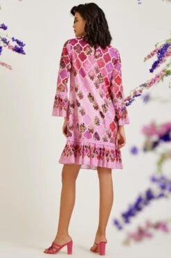 Varun Bahl Pret Pink Moroccan Printed A-line Dress -Inca Sales Store 24723vb39 3