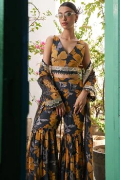 Varun Bahl Pret Azalea Grey Floral Printed Cape Set 8 Varun Bahl Pret Azalea Grey Floral Printed Cape Set -Inca Sales Store 24723vb8 3