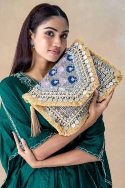 Vipul Shah Soft Beige Sequin Embellished Banjara Clutch