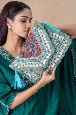 Vipul Shah Turquoise Banjara Embellished Clutch -Inca Sales Store 24723vs15 2