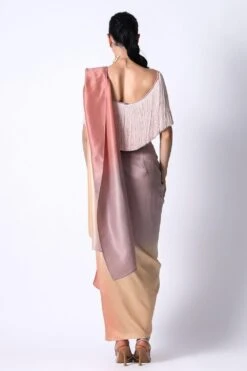 431-88 By Shweta Kapur Erica Fringe Top With An Ombre Masai Godet Sari -Inca Sales Store 24823sk6 3