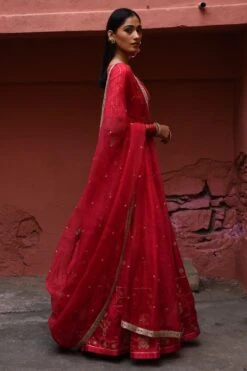 Deep Thee Vermillion Hand Embroidered Lehenga Set -Inca Sales Store 2504dt04 4
