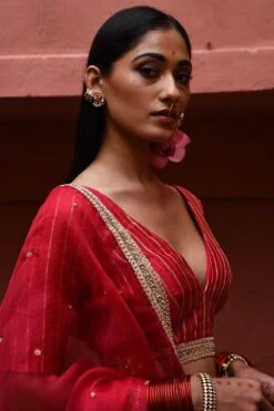 Deep Thee Vermillion Hand Embroidered Lehenga Set -Inca Sales Store 2504dt04 5