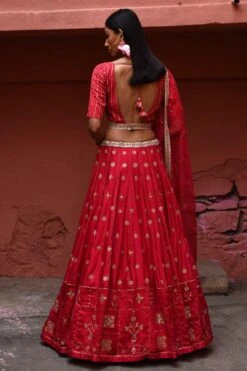 Deep Thee Vermillion Hand Embroidered Lehenga Set -Inca Sales Store 2504dt04 7