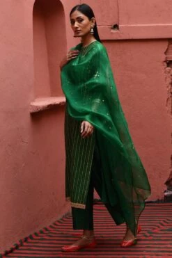 Deep Thee Green Striped Straight Kurta Set -Inca Sales Store 2504dt09 3