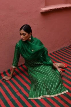 Deep Thee Green Striped Straight Kurta Set -Inca Sales Store 2504dt09 4