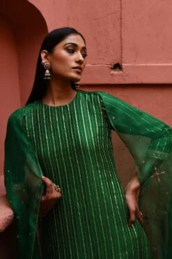 Deep Thee Green Striped Straight Kurta Set -Inca Sales Store 2504dt09 5