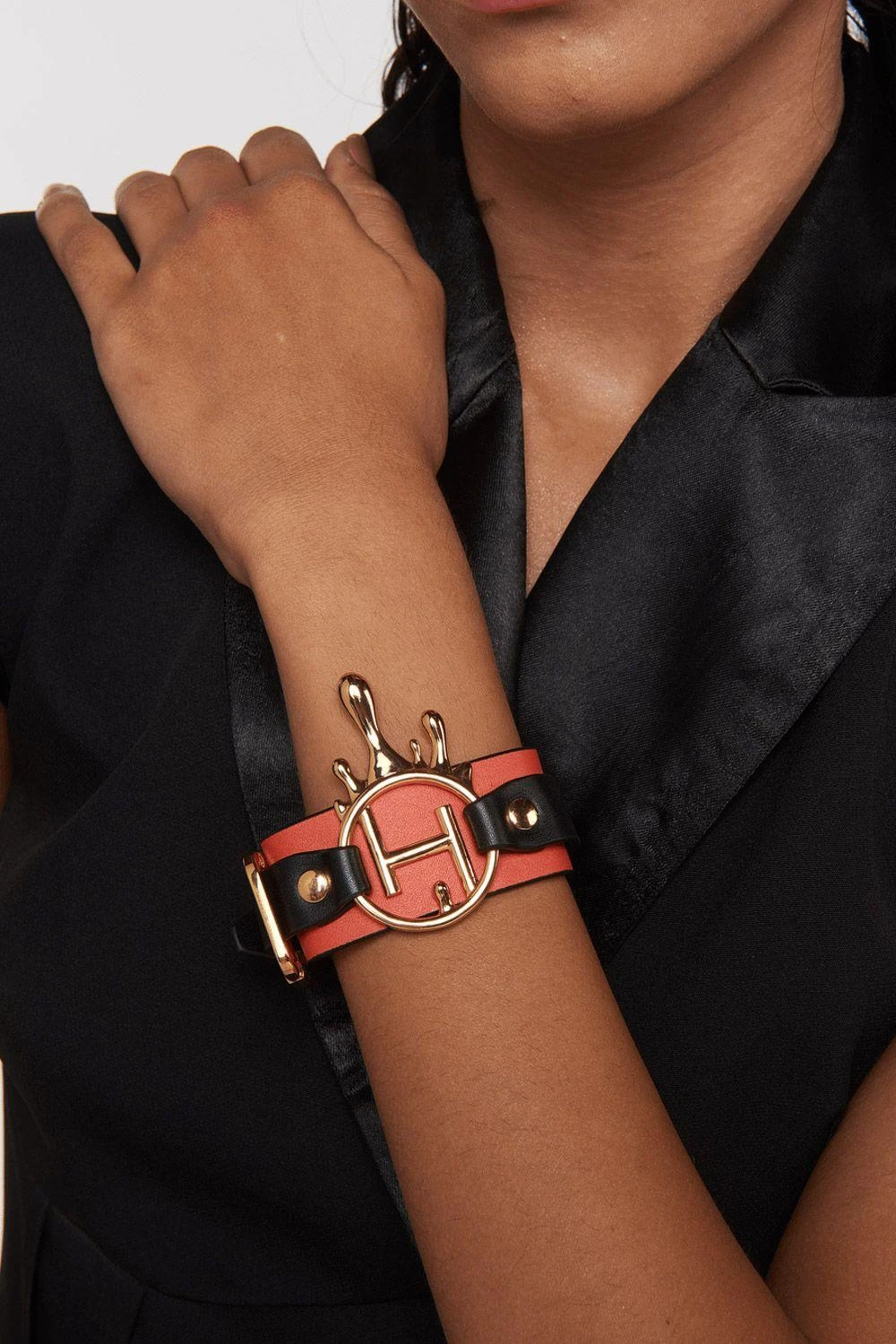 Outhouse Sundial Orange Vegan Leather Bracelet 3 Outhouse Sundial Orange Vegan Leather Bracelet