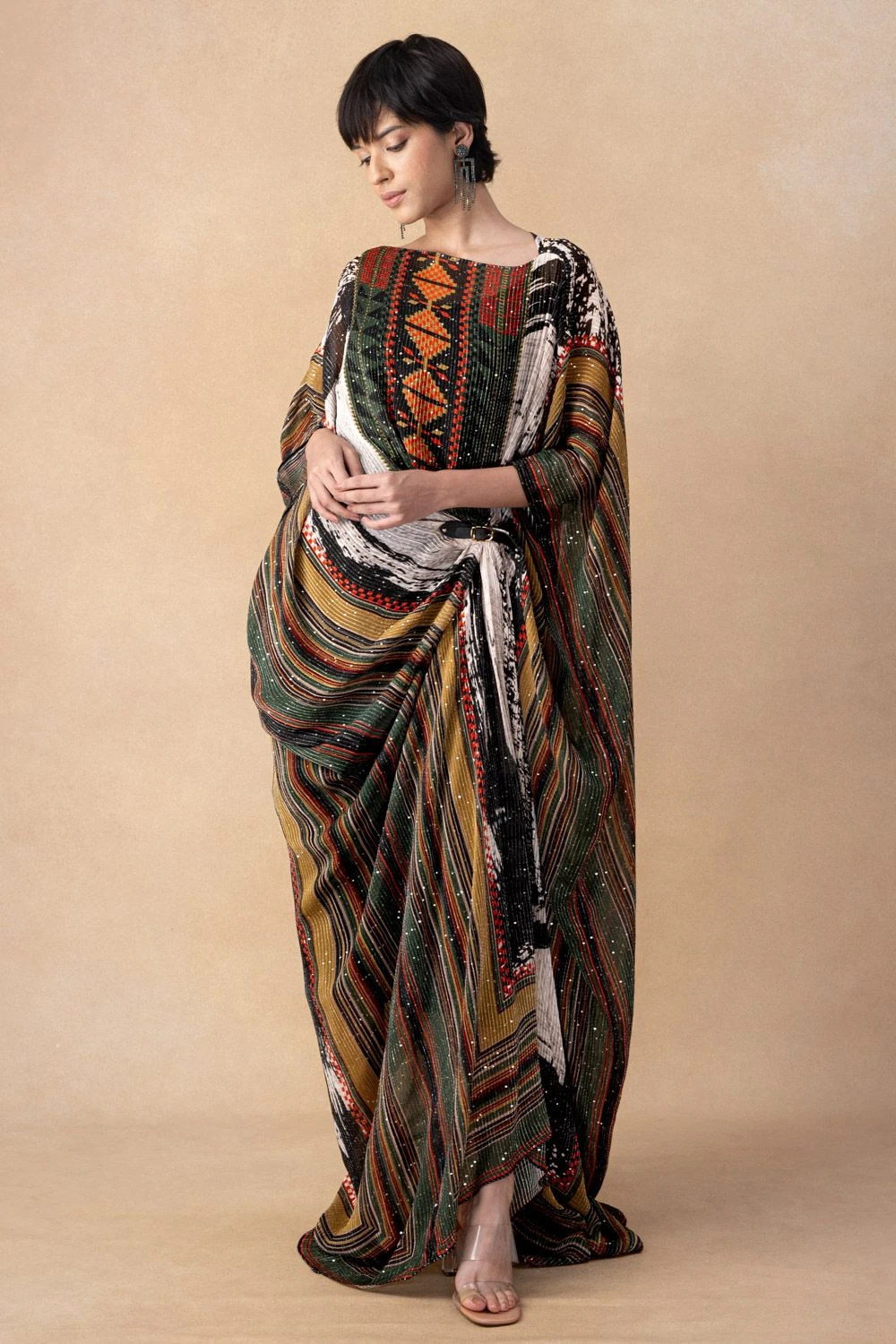 Nikita Mhaisalkar Black Abstract Printed Kaftan Dress 3 Nikita Mhaisalkar Black Abstract Printed Kaftan Dress