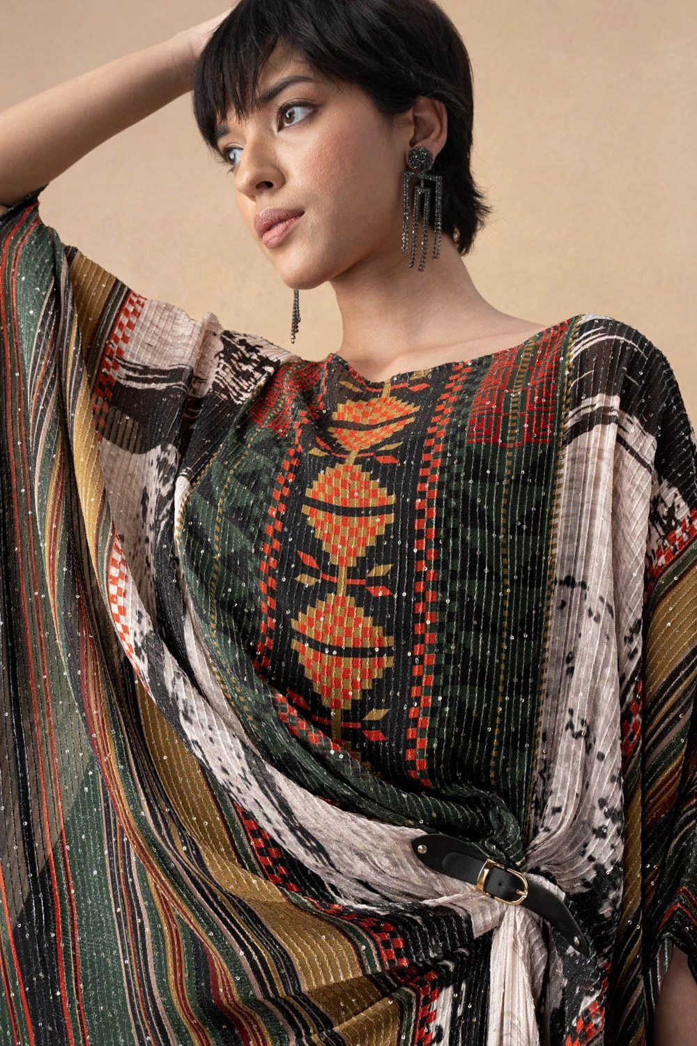 Nikita Mhaisalkar Black Abstract Printed Kaftan Dress 6 Nikita Mhaisalkar Black Abstract Printed Kaftan Dress - Image 4