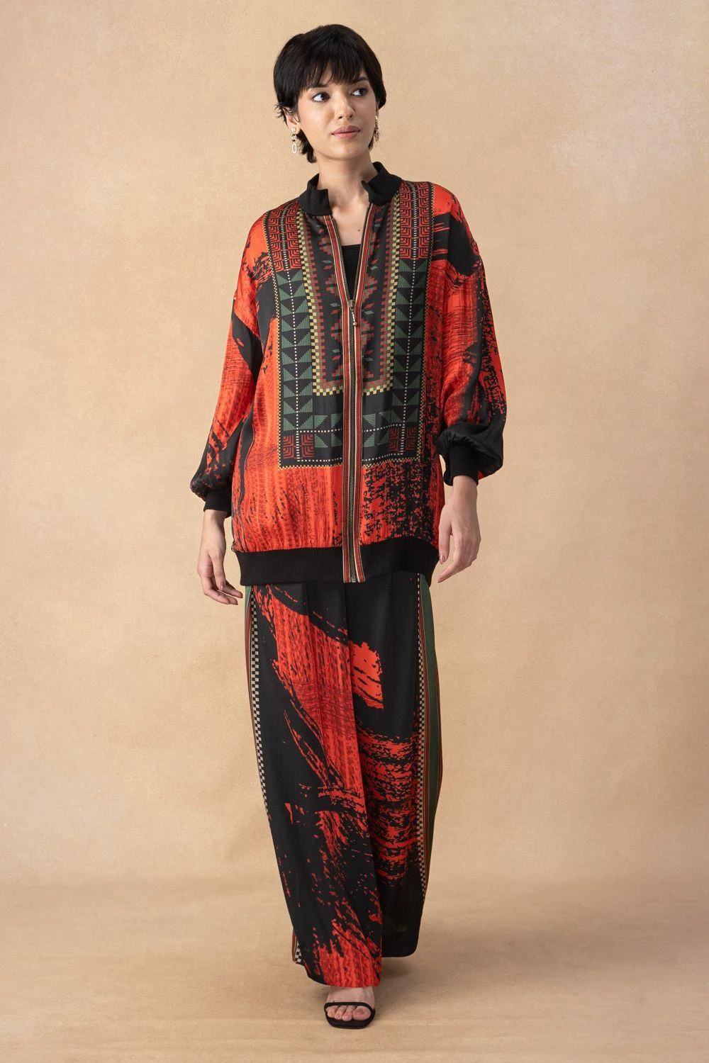 Nikita Mhaisalkar Red & Black Abstract Printed Co-ord Set 4 Nikita Mhaisalkar Red & Black Abstract Printed Co-ord Set - Image 2