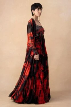 Nikita Mhaisalkar Red & Black Abstract Printed Cape Set -Inca Sales Store 251023nm7 3