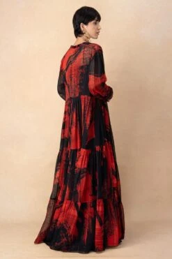 Nikita Mhaisalkar Red & Black Abstract Printed Cape Set -Inca Sales Store 251023nm7 5