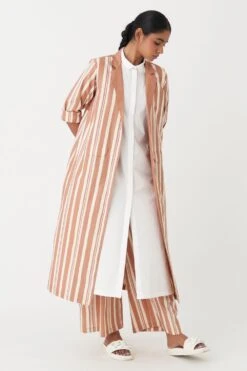 Three Champagne Striped Jacket Set -Inca Sales Store 251023tw13 2
