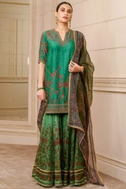 Tarun Tahiliani Green Embellished Sharara Set