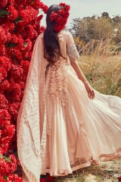 Bhumika Sharma Champagne Organza Belted Anarkali Set -Inca Sales Store 2511bs01 4