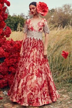 Bhumika Sharma Floral Printed Belted Anarkali