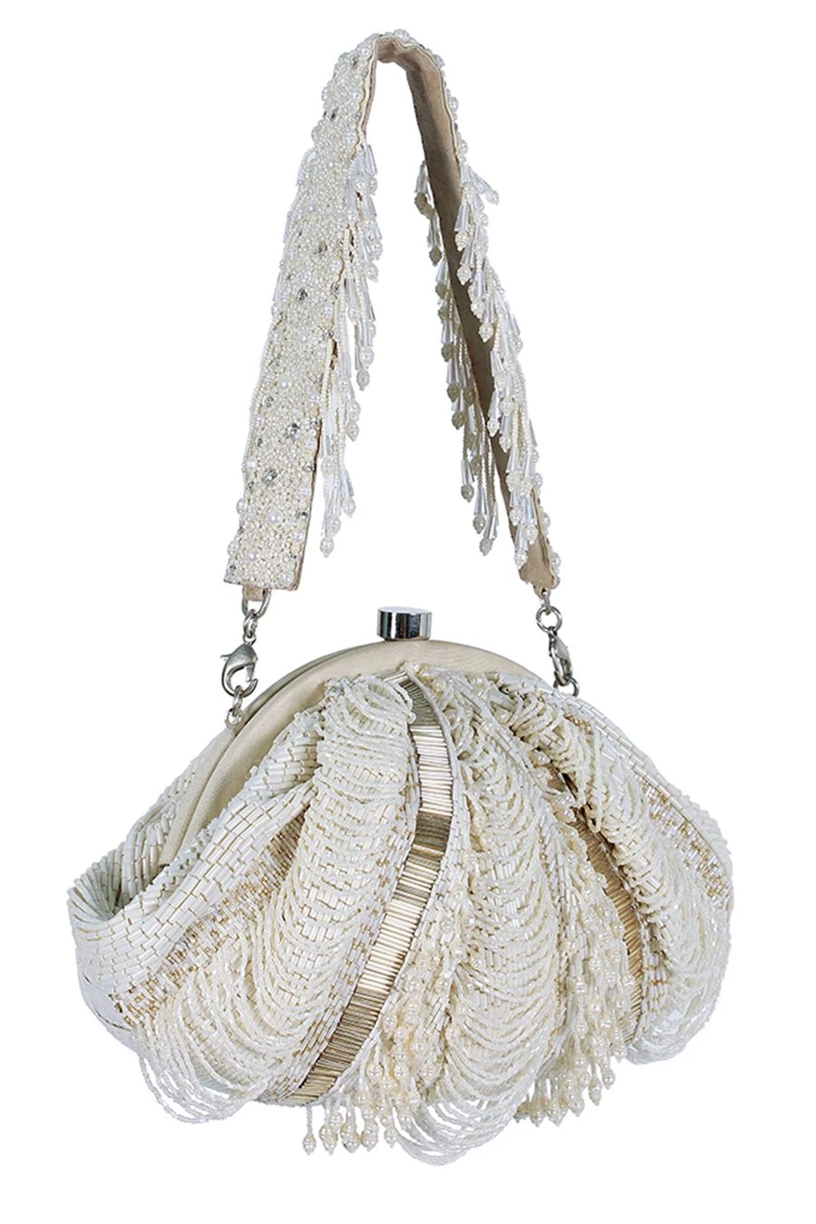 Lovetobag Ivory Hand Embroidered Ruched Pouch 5 Lovetobag Ivory Hand Embroidered Ruched Pouch - Image 3