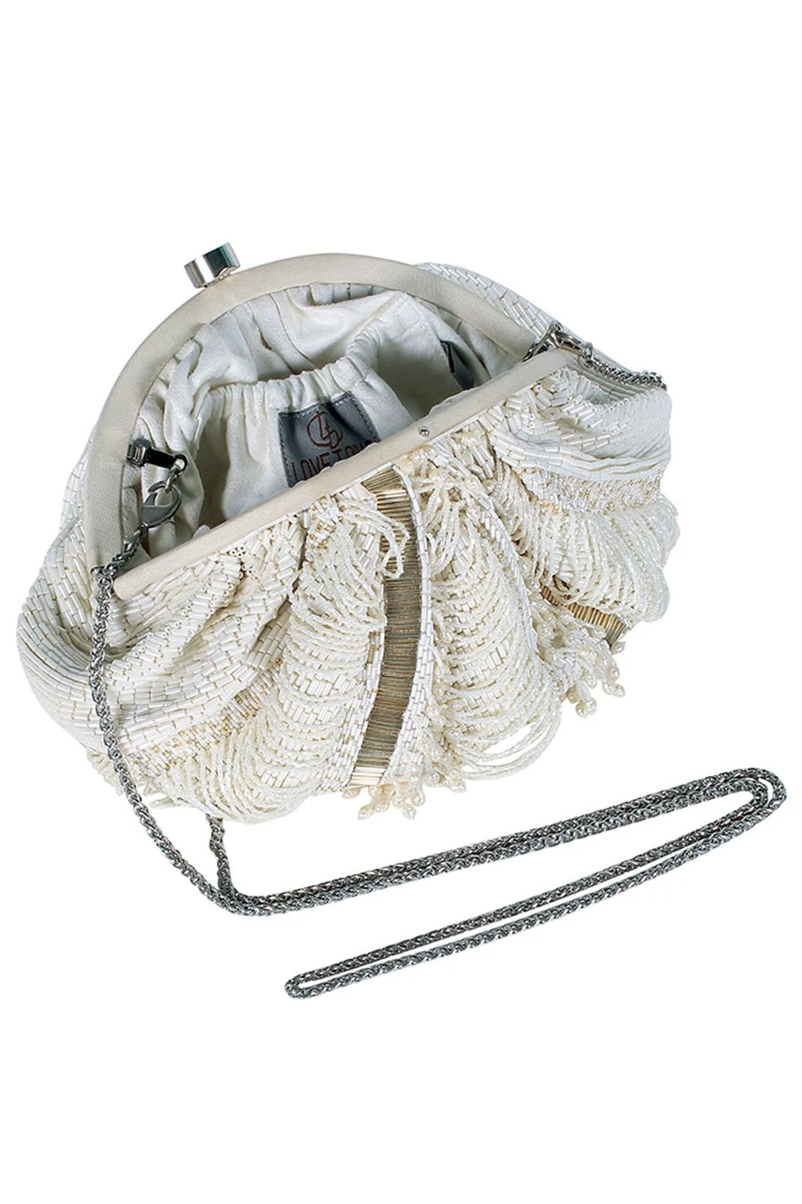 Lovetobag Ivory Hand Embroidered Ruched Pouch 6 Lovetobag Ivory Hand Embroidered Ruched Pouch - Image 4