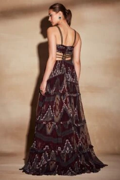 Nikita Mhaisalkar Merlot Tapis Print High-low Maxi Dress -Inca Sales Store 2511nm01 4