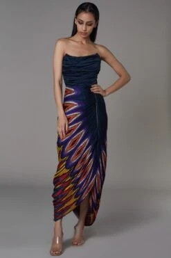 Saaksha & Kinni Abstract Printed Corset Style Sari Dress