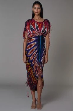 Saaksha & Kinni Hand Micro-pleated Double Shoulder Sari Dress