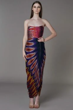 Saaksha & Kinni Printed Hand Micro Pleated Corset Style Sari Dress