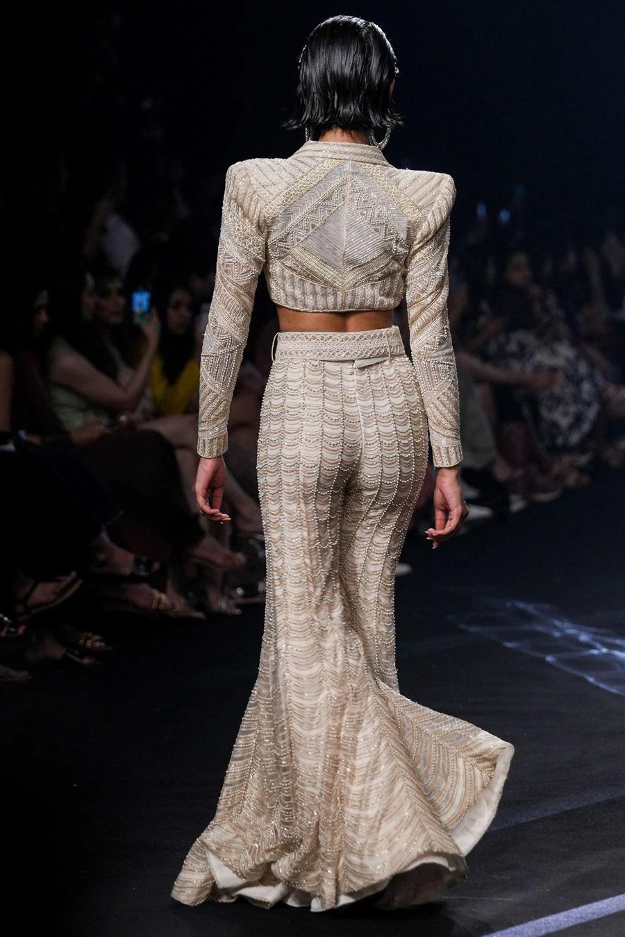 Ritika Mirchandani Beige & Gold Embellished Cropped Blazer & Sharara 6 Ritika Mirchandani Beige & Gold Embellished Cropped Blazer & Sharara - Image 4