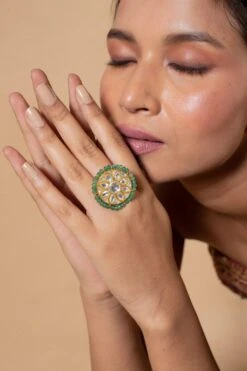 Riana Jewellery Sea Green Floral Ring 5 Riana Jewellery Sea Green Floral Ring -Inca Sales Store 25434rj10 2