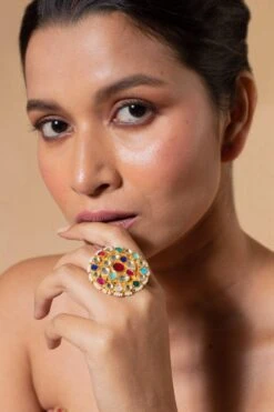 Riana Jewellery Multicoloured Floral Adjustable Ring