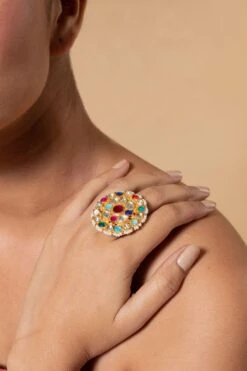 Riana Jewellery Multicoloured Floral Adjustable Ring -Inca Sales Store 25434rj6 3