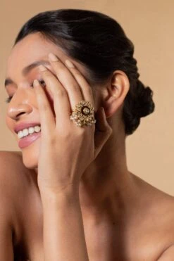 Riana Jewellery Brown Meenawork Ring -Inca Sales Store 25434rj8 2