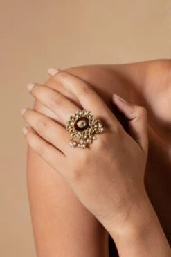 Riana Jewellery Brown Meenawork Ring -Inca Sales Store 25434rj8 3