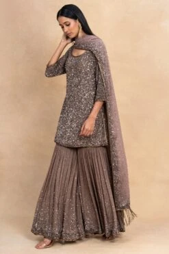 Nakul Sen Brown Sequin Embellished Sharara Set -Inca Sales Store 25523ns1 3