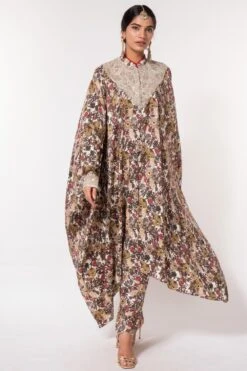 Anamika Khanna Floral Printed Kaftan Set With Embroidery
