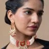 Turquoise Jewels Red Kundan Necklace Set