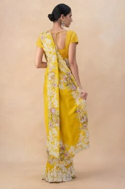 Anamika Khanna Yellow Floral Embellished Draped Sari Set 11 Anamika Khanna Yellow Floral Embellished Draped Sari Set -Inca Sales Store 25823ak1 5
