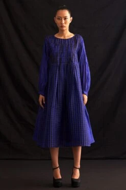 Amrich Blue Hand Embellished Textured Dress